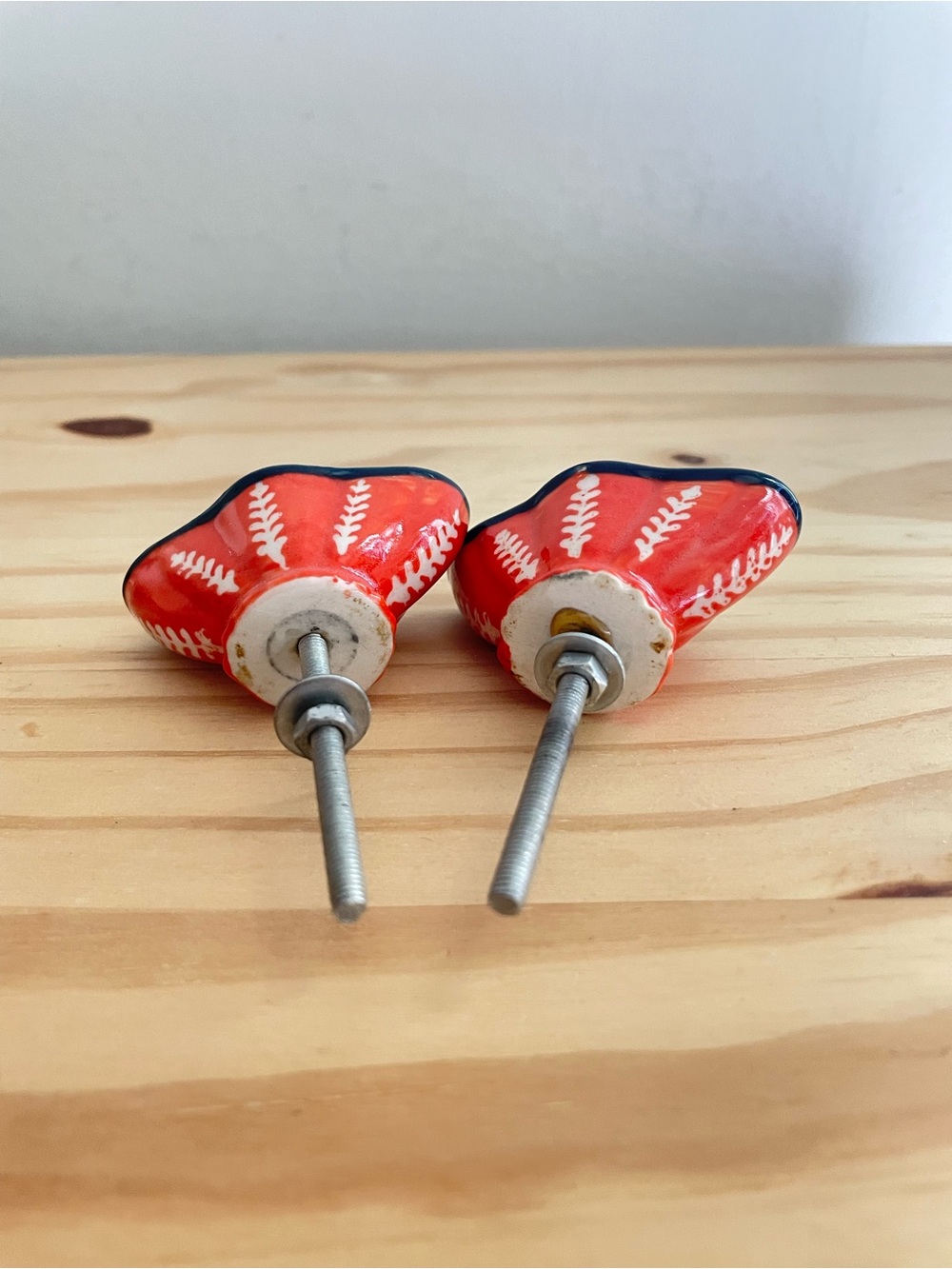 Handpainted Floral Ceramic Knobs Drawer Cabinet Pulls - blue, red, orange, white - Picture 9 of 13